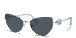 Swarovski Crystal-Studded Irregular Sunglasses in Silver – Product Photo 2