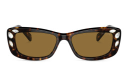 Swarovski Rhinestone Rectangle Sunglasses in Havana/Bronze – Product Photo 2