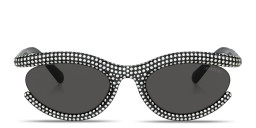 Swarovski Crystal-Embedded Oval Sunglasses in Black – Product Photo 1