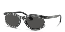 Swarovski Crystal-Embedded Oval Sunglasses in Black – Product Photo 2