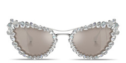 تسوق نظارات شمسية غير منتظمة مرصّعة بالكريستال سواروفسكي بلون فضي أونلاين.