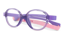 Mira Flex Logo Kids Round Eyeglasses in Purple – Product Photo 3