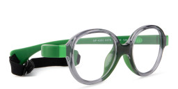 Mira Flex Logo Kids Round Eyeglasses in Grey – Product Photo 2