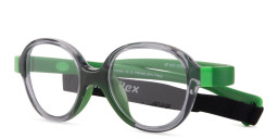 Mira Flex Logo Kids Round Eyeglasses in Grey – Product Photo 4