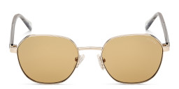 Shop Guess Logo Round Sunglasses in Gold online.