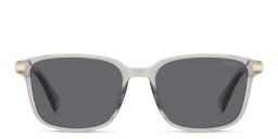 Shop Polaroid Logo Square Sunglasses in Transparent Beige online.