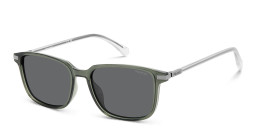 Shop Polaroid Logo Square Sunglasses in Green online.