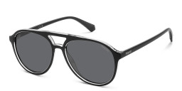 Polaroid Logo Unisex Aviator Sunglasses in Black – Product Photo 2