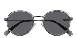 Shop Polaroid Logo Unisex Round Sunglasses in Gunmetal online.