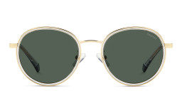 Shop Polaroid Logo Unisex Round Sunglasses in Gold online.