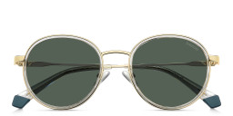 Shop Polaroid Logo Unisex Round Sunglasses in Gold online.