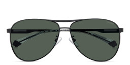 Shop Polaroid Logo Aviator Sunglasses in Black online.