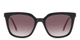 Shop Carolina Herrera Logo Square Sunglasses in Black online.