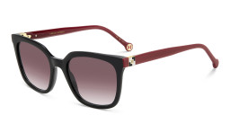 Shop Carolina Herrera Logo Square Sunglasses in Black online.