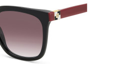 Shop Carolina Herrera Logo Square Sunglasses in Black online.
