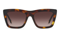 Shop Carolina Herrera Logo Rectangle Sunglasses in Havana online.