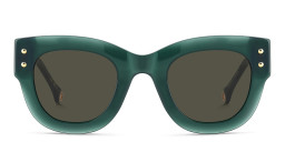 Shop Carolina Herrera Logo Square Sunglasses in Green online.