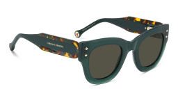 Shop Carolina Herrera Logo Square Sunglasses in Green online.