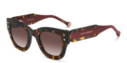 Shop Carolina Herrera Logo Square Sunglasses in Havana online.