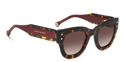 Shop Carolina Herrera Logo Square Sunglasses in Havana online.