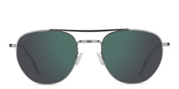 Shop Hugo Boss Logo Aviator Sunglasses in Silver online.