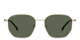 Shop Hugo Boss Logo Irregular Sunglasses in Gold online.