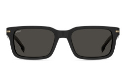 Shop Hugo Boss Logo Rectangle Sunglasses in Black online.