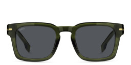 Shop Hugo Boss Logo Square Sunglasses in Green online.