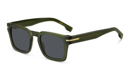 Shop Hugo Boss Logo Square Sunglasses in Green online.