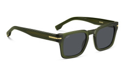 Shop Hugo Boss Logo Square Sunglasses in Green online.