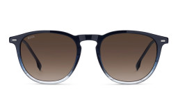 Shop Hugo Boss Logo Round Sunglasses in Blue online.