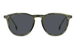 Shop Hugo Boss Logo Round Sunglasses in Green online.