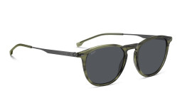Shop Hugo Boss Logo Round Sunglasses in Green online.