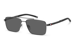 Tommy Hilfiger Logo Rectangle Sunglasses in Gunmetal – Product Photo 2