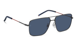 Shop Tommy Hilfiger Logo Rectangle Sunglasses in Gunmetal online.