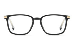 Shop Polaroid Logo Square Eyeglasses in Black online.