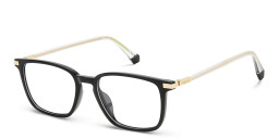 Shop Polaroid Logo Square Eyeglasses in Black online.