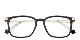 Shop Polaroid Logo Square Eyeglasses in Black online.