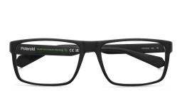 Shop Polaroid Logo Unisex Rectangle Eyeglasses in Black online.