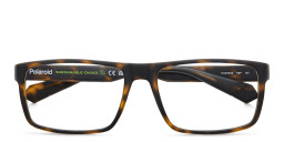 Shop Polaroid Logo Unisex Rectangle Eyeglasses in Havana online.