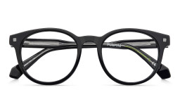 Shop Polaroid Logo Unisex Round Eyeglasses in Black online.