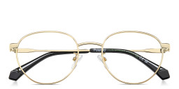 Polaroid Logo Unisex Round Eyeglasses in Gold – Product Photo 3