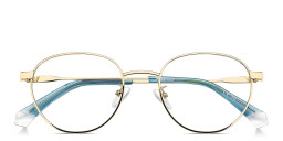 Polaroid Logo Unisex Round Eyeglasses in Gold Black – Product Photo 3