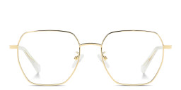 Shop Polaroid Logo Square Eyeglasses in Gold online.
