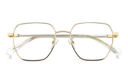 Shop Polaroid Logo Square Eyeglasses in Gold online.