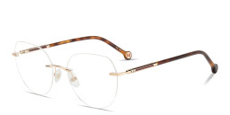 Carolina Herrera Logo Rimless Cat-Eye Eyeglasses in Rose Gold – Product Photo 2