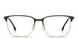 Shop Hugo Boss Logo Rectangle Eyeglasses in Gold online.
