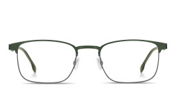 Shop Hugo Boss Logo Rectangle Eyeglasses in Green online.