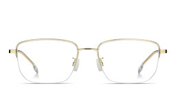 تسوق نظارات طبية بإطار نصفي مستطيل بشعار العلامة هوجو بوس بلون ذهبي أونلاين.