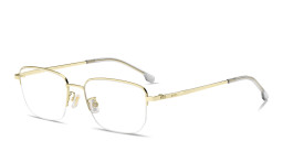 تسوق نظارات طبية بإطار نصفي مستطيل بشعار العلامة هوجو بوس بلون ذهبي أونلاين.